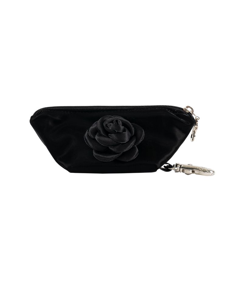 로즈 미니 키링 파우치(블랙) / Rose mini keyring pouch_black