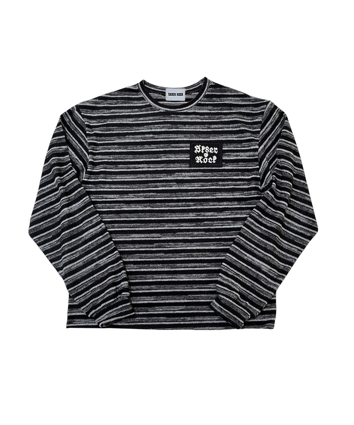 스케이터락(SK8ER ROCK) Fuzzy Stripe Knit Long Sleeve Tee (black*gray)