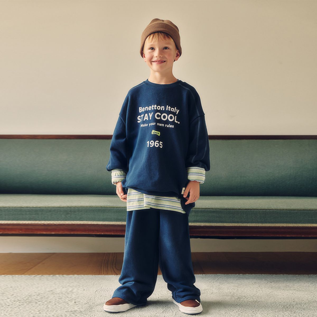베네통키즈(BENETTONKIDS) [Online Exclusive] 주니어 배럴핏 트레이닝 팬츠_QATP13661NY