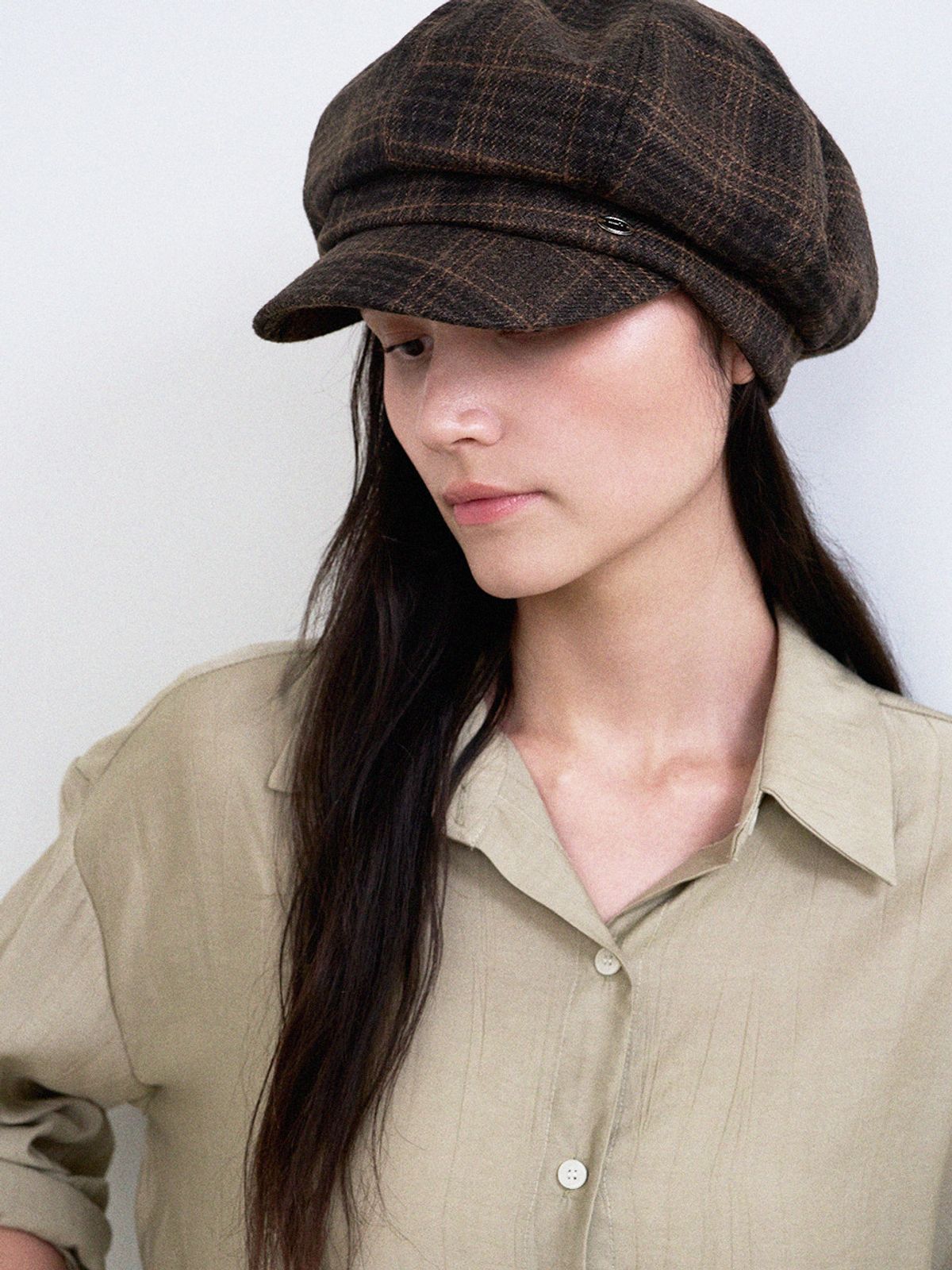 메르헨(MERCHEN) Check wool newsboy cap_3color