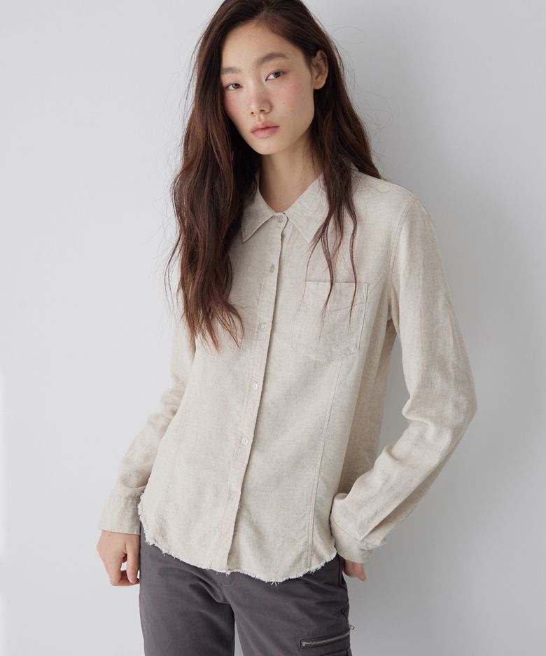 [라영 PICK] Raw-Cut Washed Shirt Oatmeal