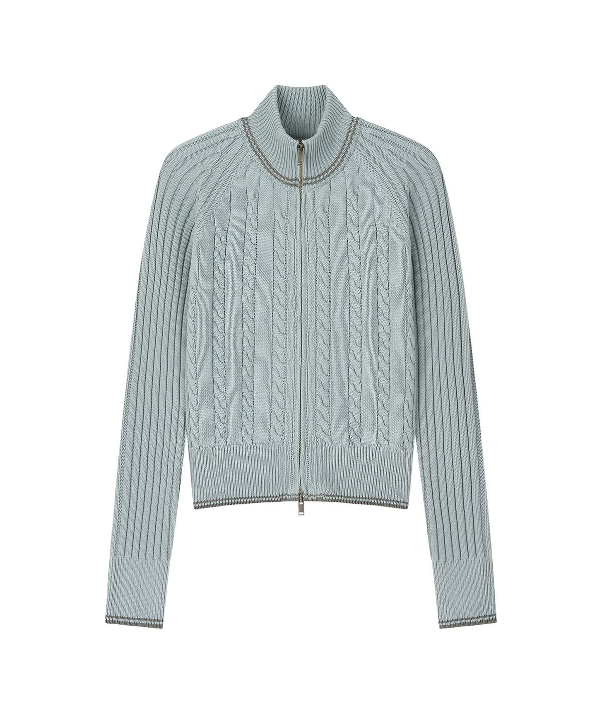 로타입(ROUGHTYPE) Bold Raglan Applique Knit Zip-up - Mint