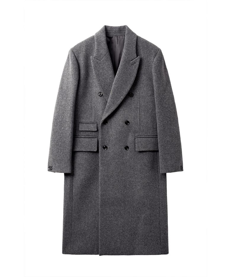 SI DOUBLE BREASTED COAT Charcoal Melange