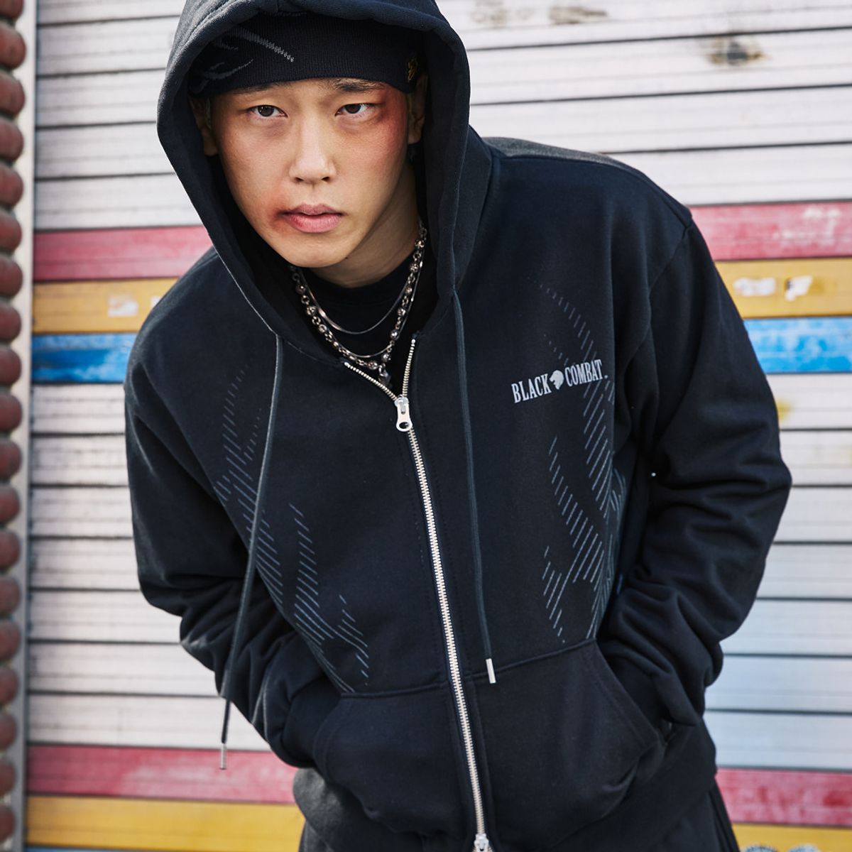 블랙컴뱃(BLACKCOMBAT) 섀도우 플레임 후드 집업(블랙)