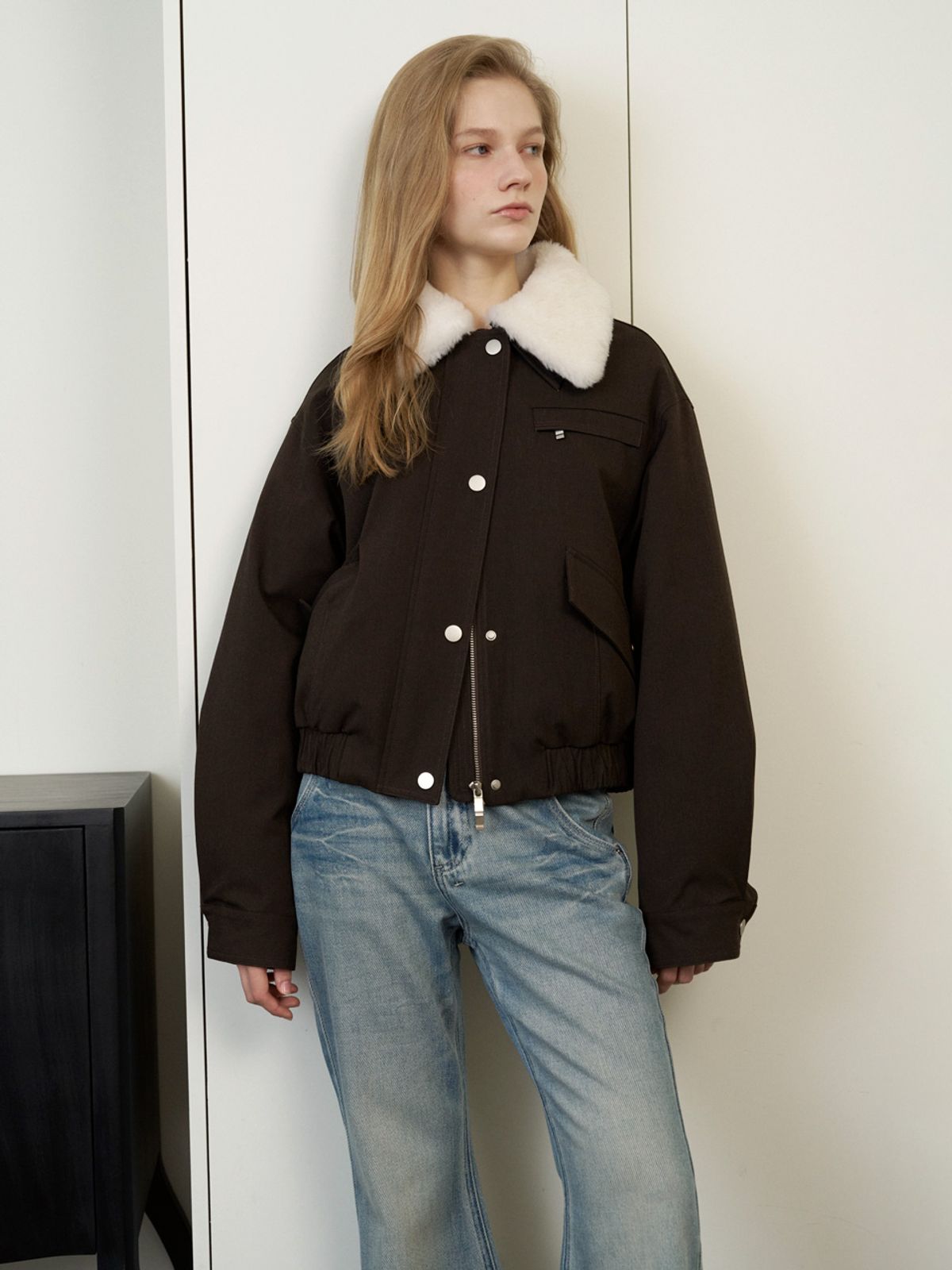 엘씨브이(LCVE) FUR COLLAR GOOSE DOWN JACKET_BROWN