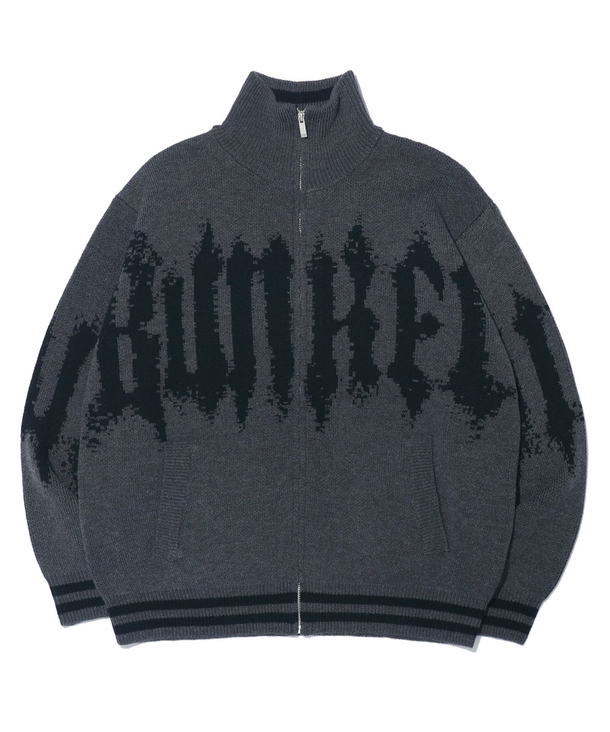 벙커버스터(BUNKERBUSTER) 하이넥 블러디 로고 니트 집업 MR5SU502_CHARCOAL