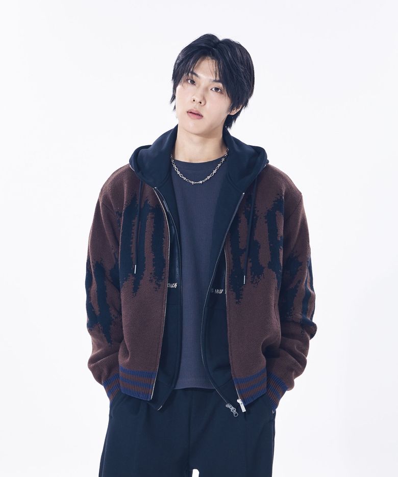 하이넥 블러디 로고 니트 집업 MR5SU502_BROWN