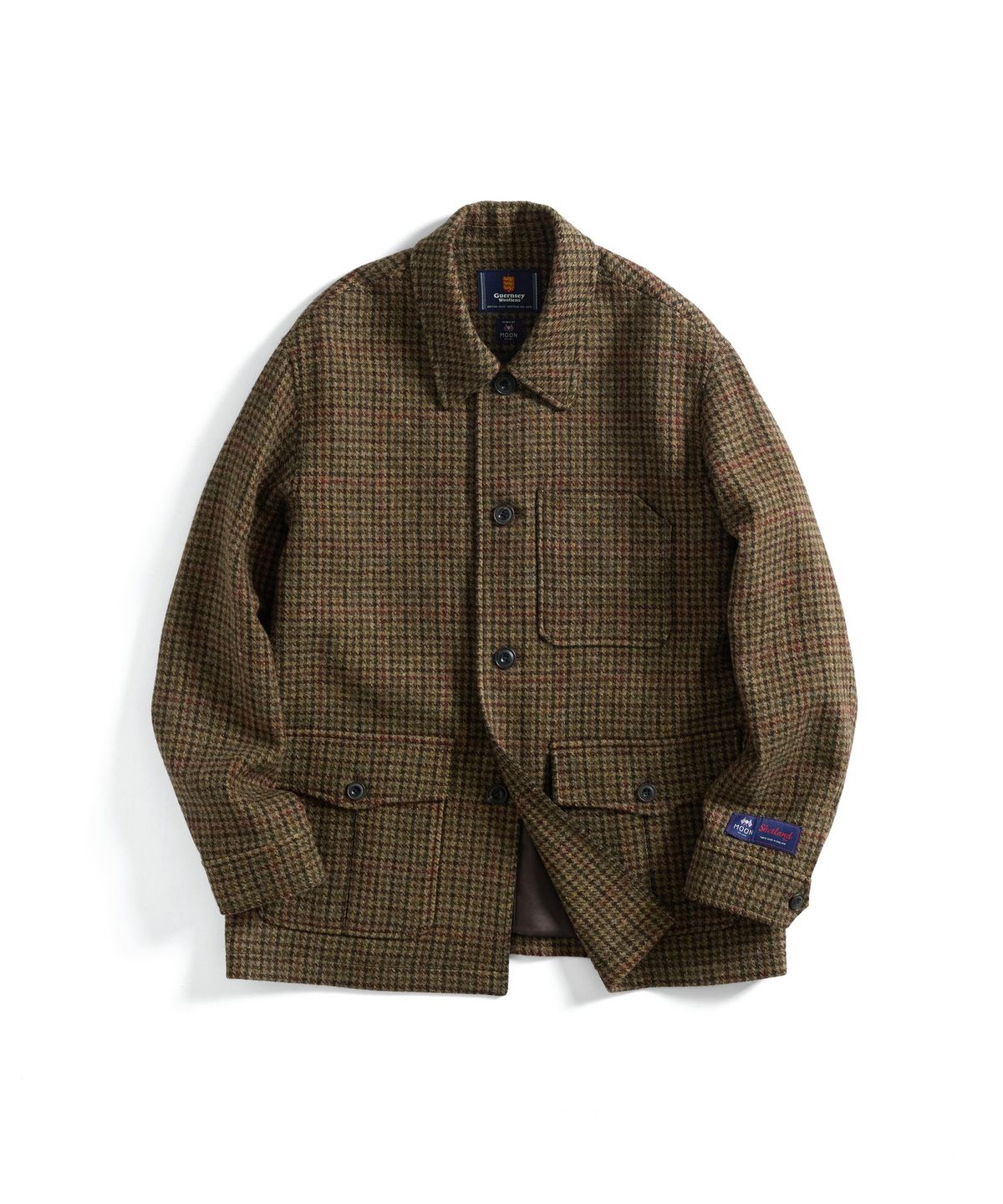 건지 울른스(Guernsey Woollens) [건지울른스X아브라함문] 하운드투스 울 초어 자켓 - 로덴 카멜