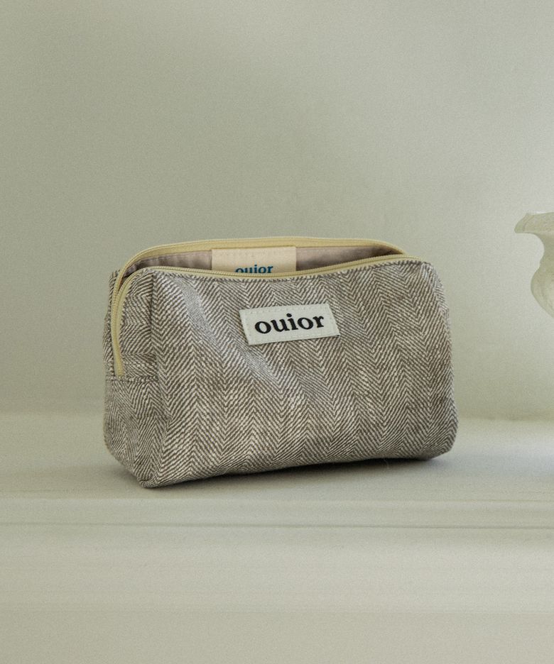 [기프트박스]ouior everyday pouch_herringbone khaki brown