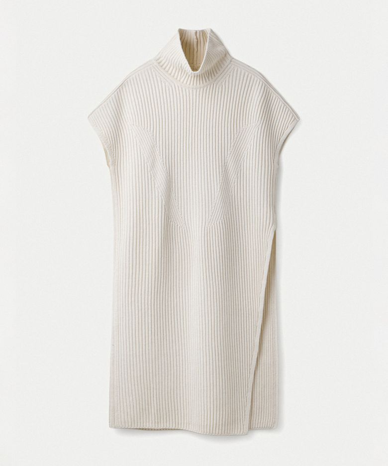 Wool cashmere turtleneck maxi dress_Ivory