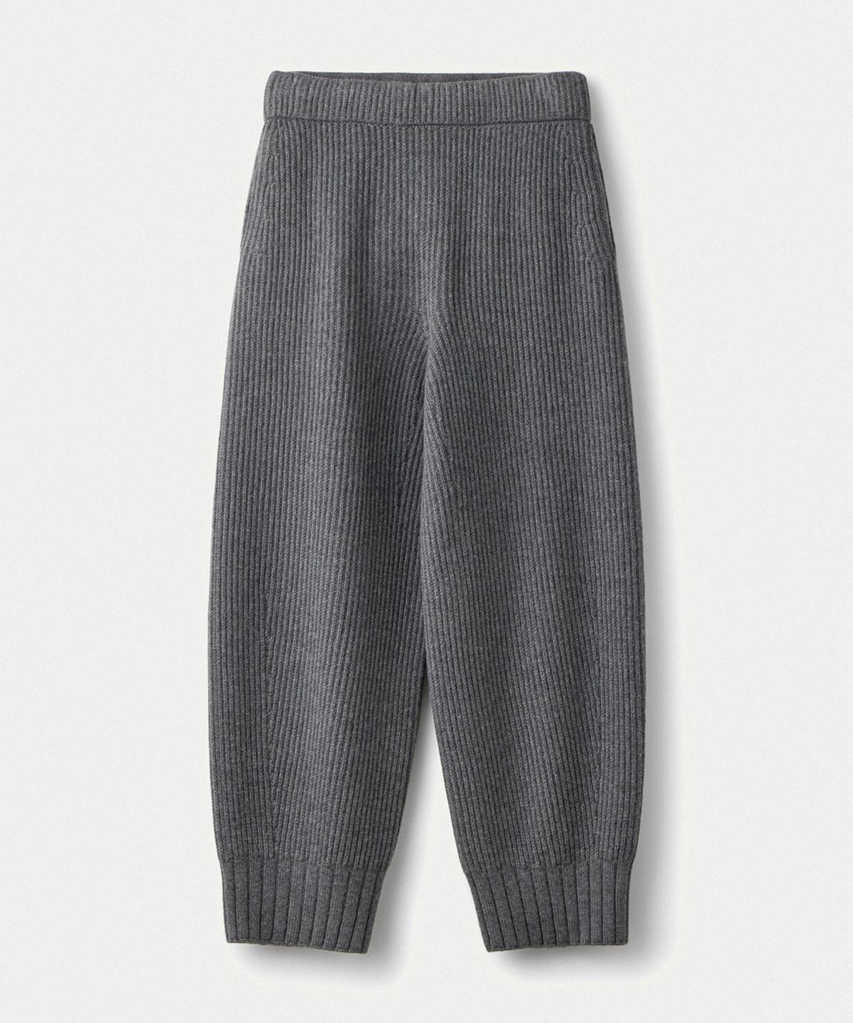 우마뭉(UMARMUNG) Wool cashmere ribbed whole garment pants_Etna grey