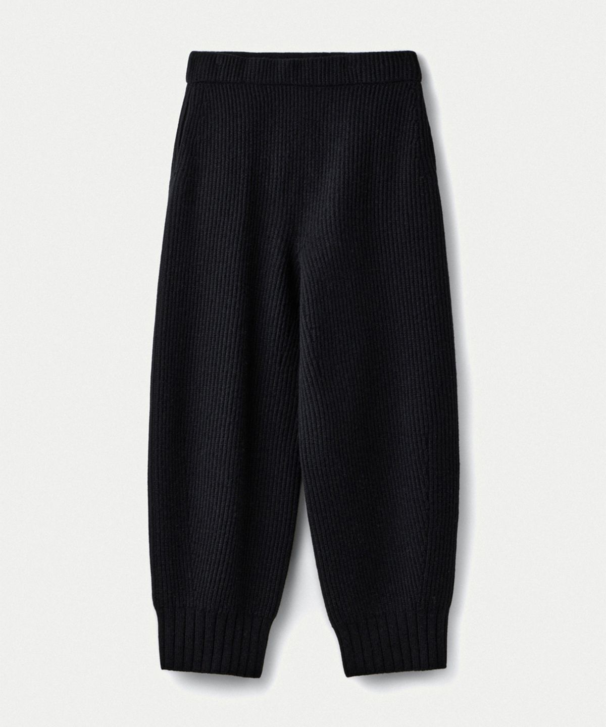 우마뭉(UMARMUNG) Wool cashmere ribbed whole garment pants_Black