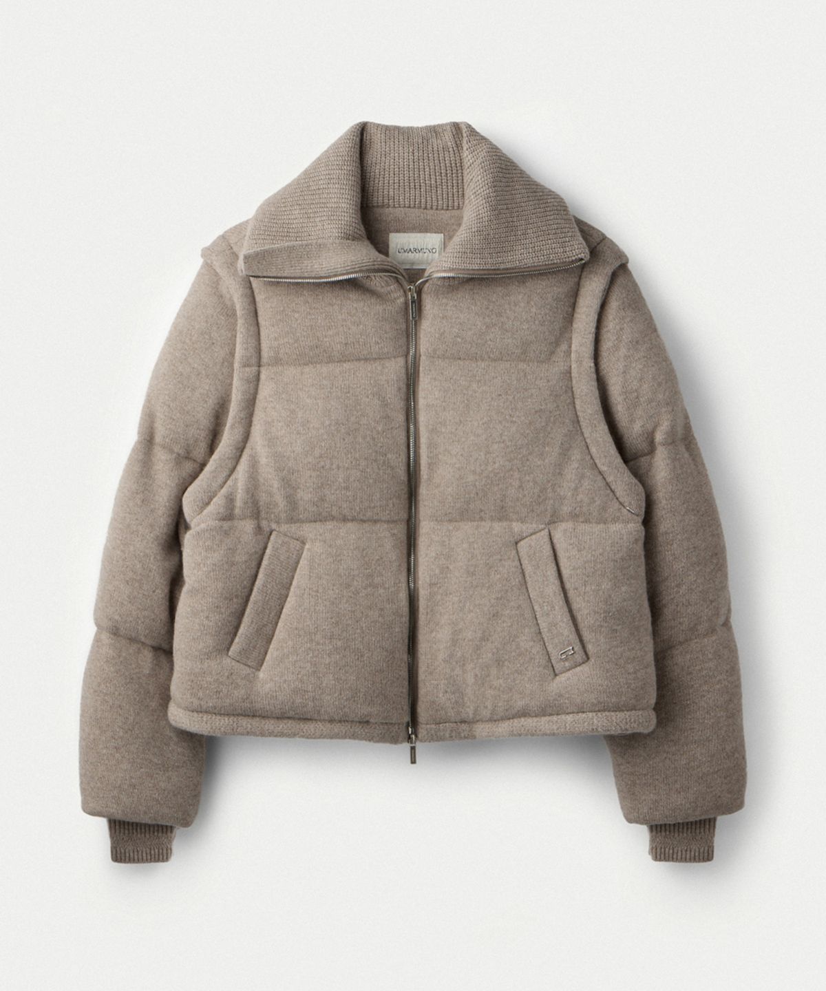 우마뭉(UMARMUNG) Wool cashmere detachable sleeve puffer jacket_Dune