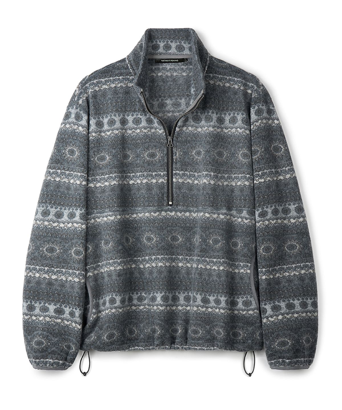 파르티멘토 리웍스(PARTIMENTO REWORKS) Fair Isle Wool Fleece Half Zip Pullover_Charcoal