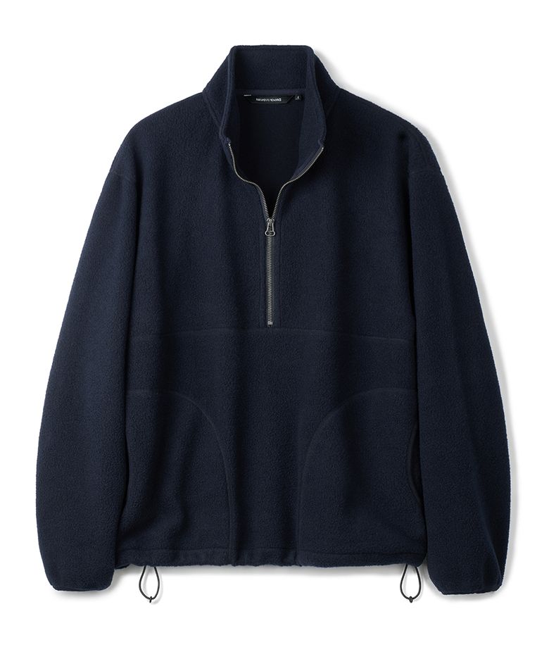 Wool Fleece Half Zip Pullover_Navy