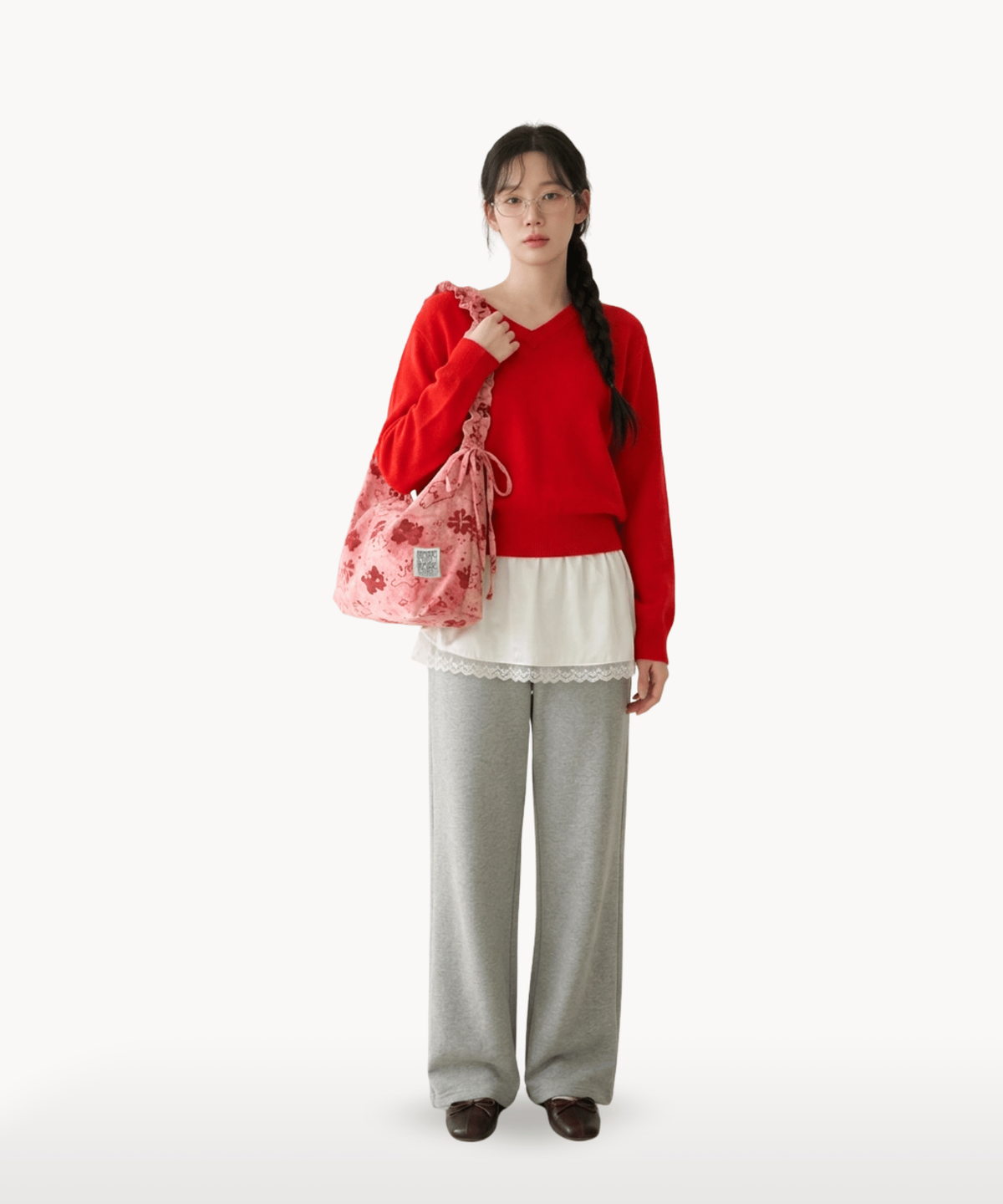 할로발리(HALOBALI) 버니 클로버 - 체리키스 프릴백 토끼 패턴 셔링 숄더백