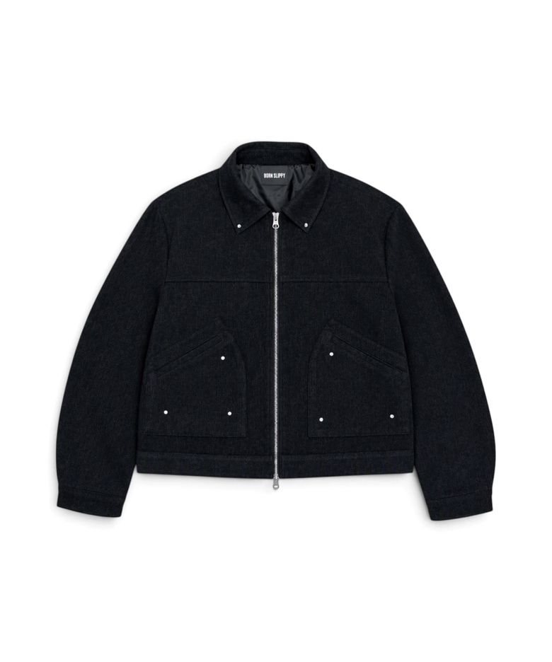 Midnight Velvet Zip Jacket (Black)