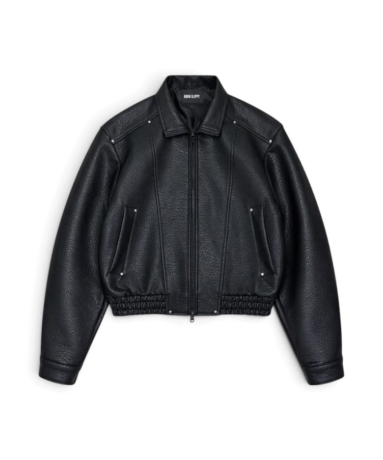 Sexy Wolf Grain Leather Blouson (Black)