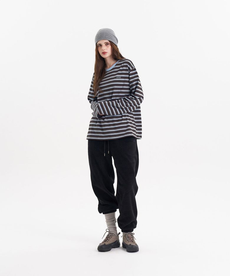 Fleece Contrast Jogger Pants_Black