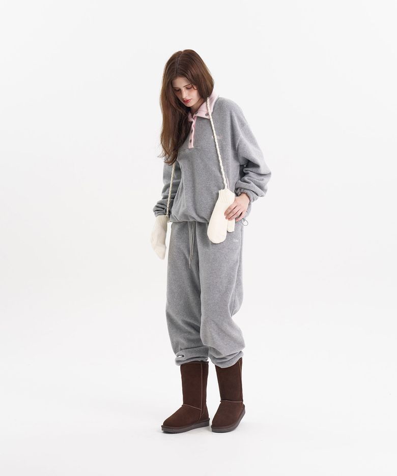 Fleece Contrast Jogger Pants_Black