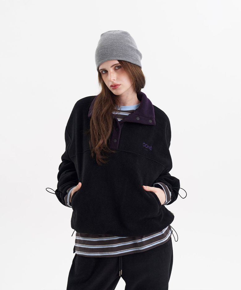 Fleece Contrast Anorak_Black
