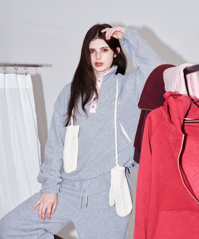 Fleece Contrast Anorak_Melange Grey