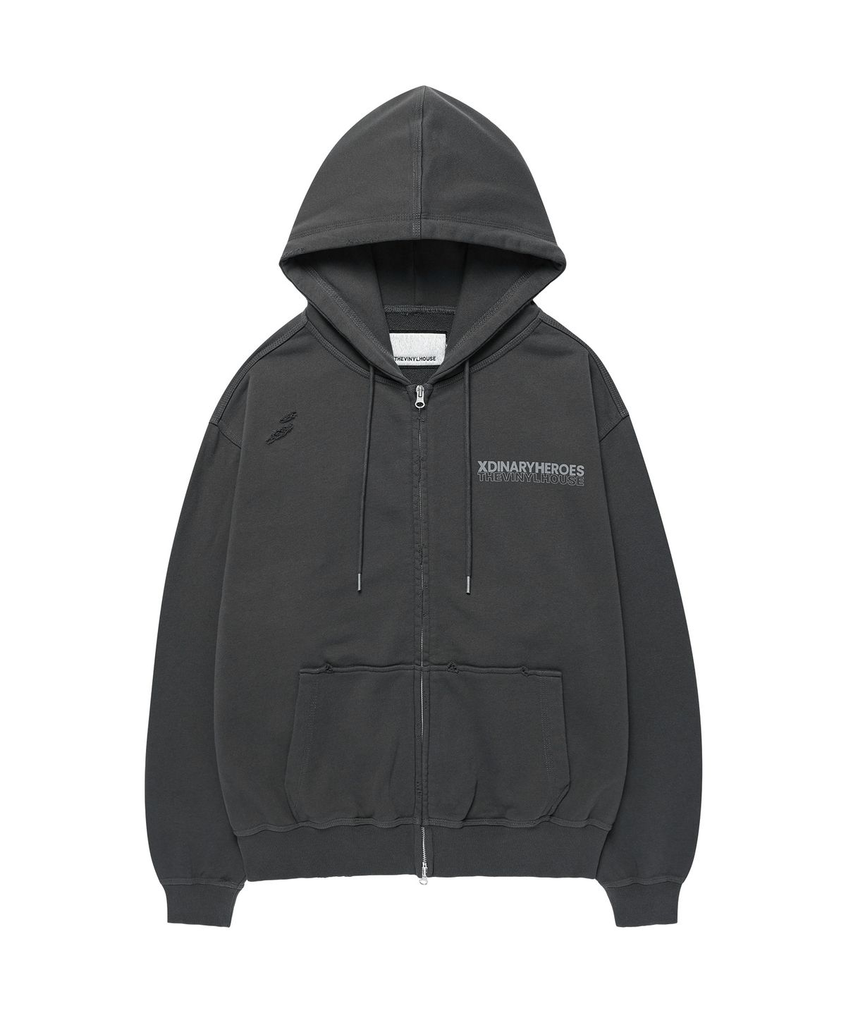 더바이닐하우스(THEVINYLHOUSE) [더바이닐하우스 X 엑디즈] PATCH HOODIE ZIP-UP CHARCOAL
