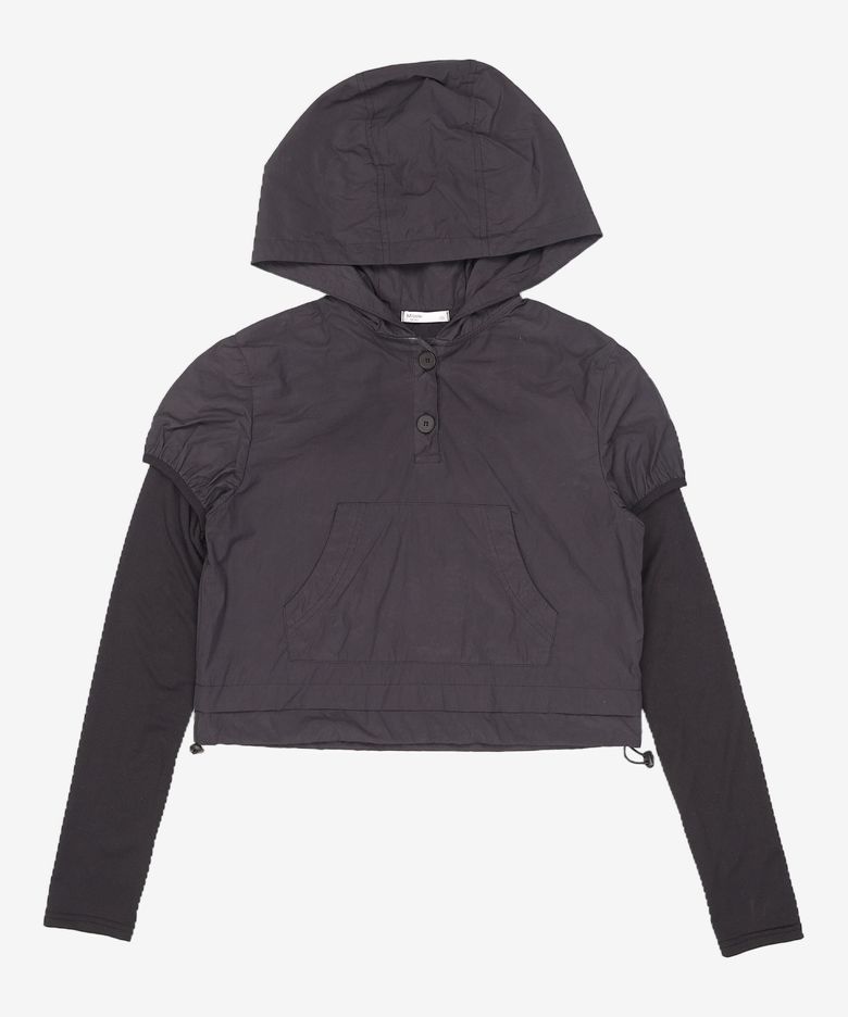 Long sleeves layered hoodie BLACK OS