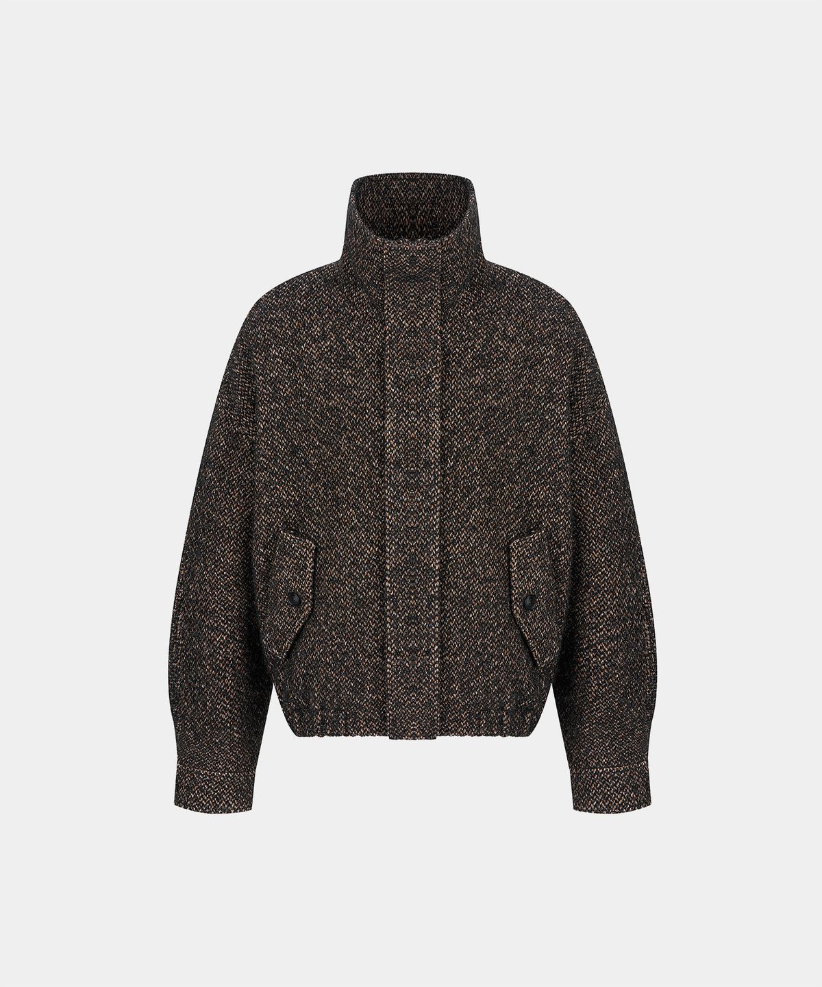 노이스(NOICE) (UNI) ITALIAN TWEED GLITTER HIGH-NECK JACKET - BEIGE BLACK