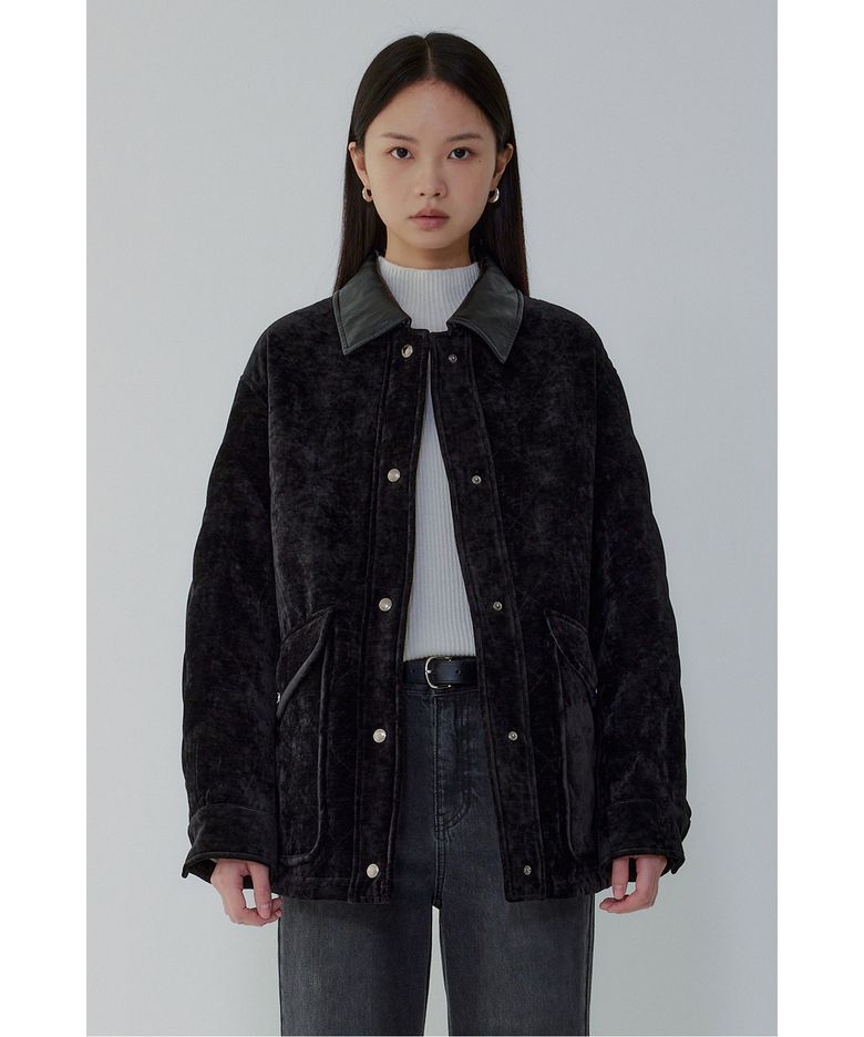 벨벳 퀼티드 점퍼_블랙 7156420004