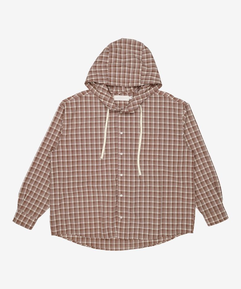 Check Hooded Shirt L