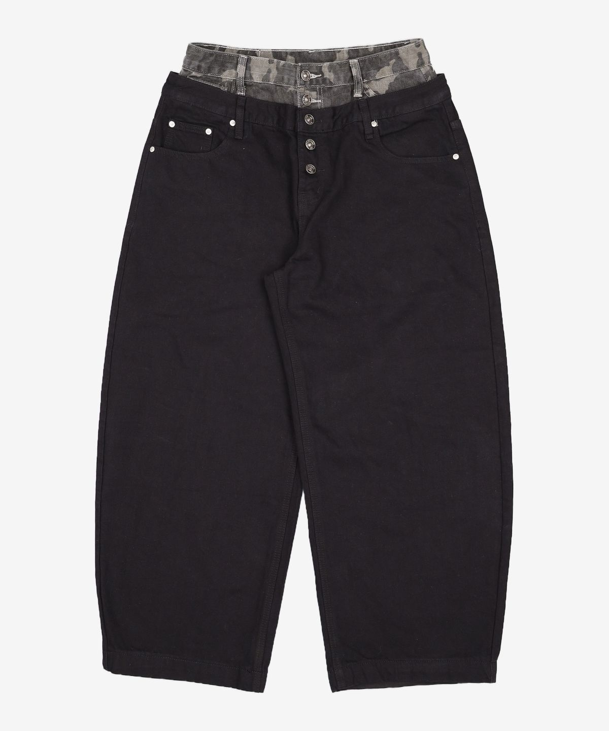 오픈야드(오와이)(OPENYARD(OY)) LAYERED WAIST WIDE VOLUME PANTS S