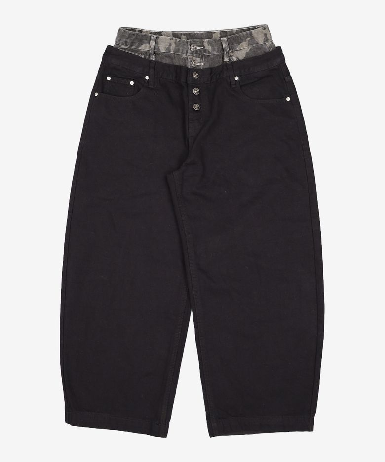 LAYERED WAIST WIDE VOLUME PANTS S