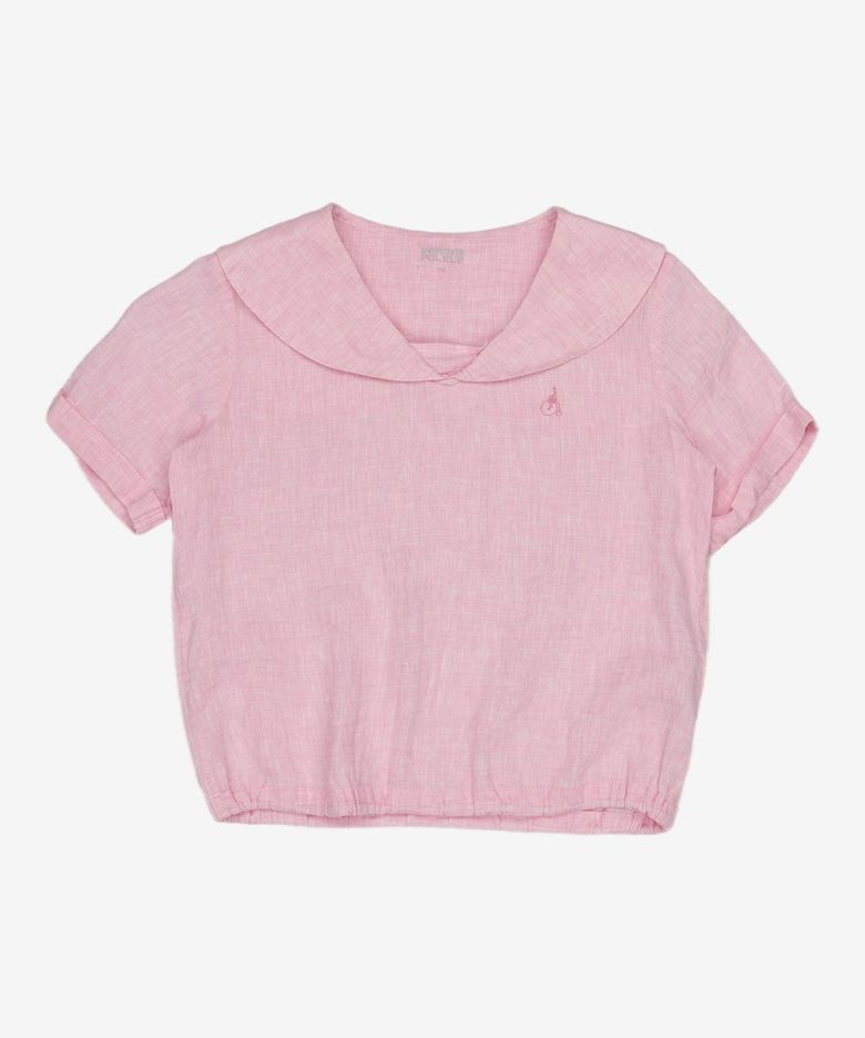 핑크 리넨 솔리드 칼라 블라우스 (BI1365G01X) 145