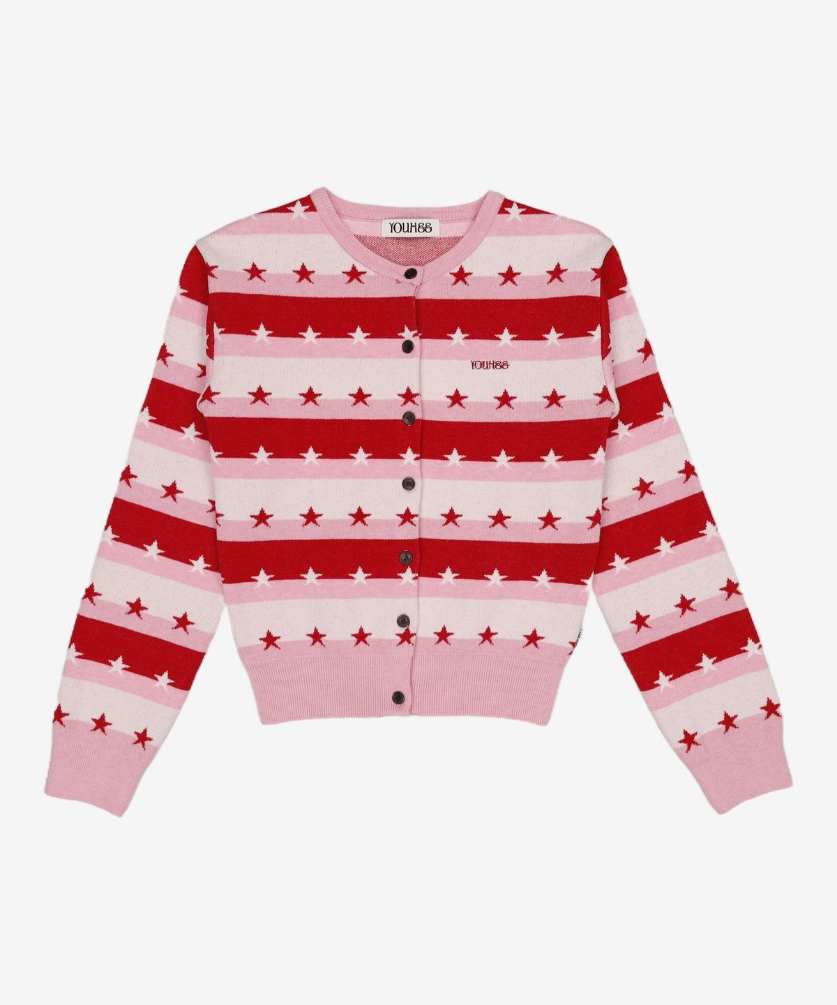 유희(YOUHEE) STAR STRIPE CARDIGAN PINK FREE