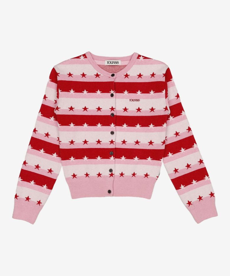 STAR STRIPE CARDIGAN PINK FREE