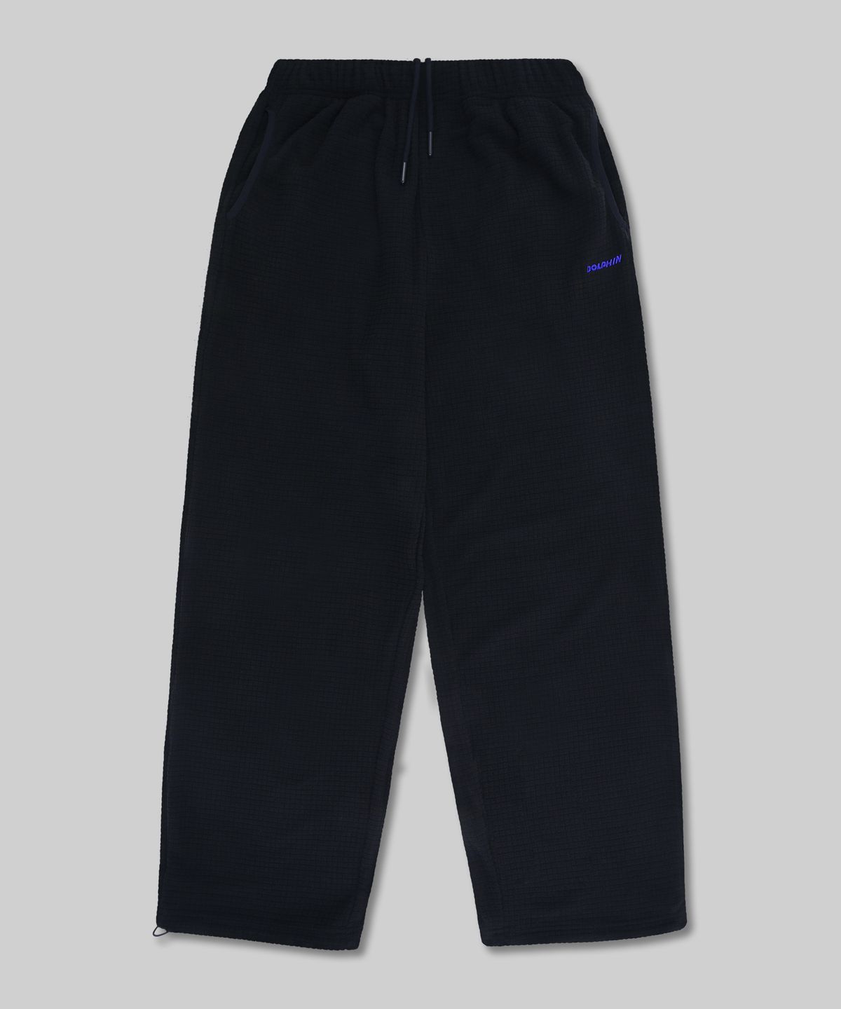 돌핀웨이브어패럴(DOLPHIN WAVE APPAREL) 돌핀 그리드  폴라 플리스 스트링 팬츠 블랙