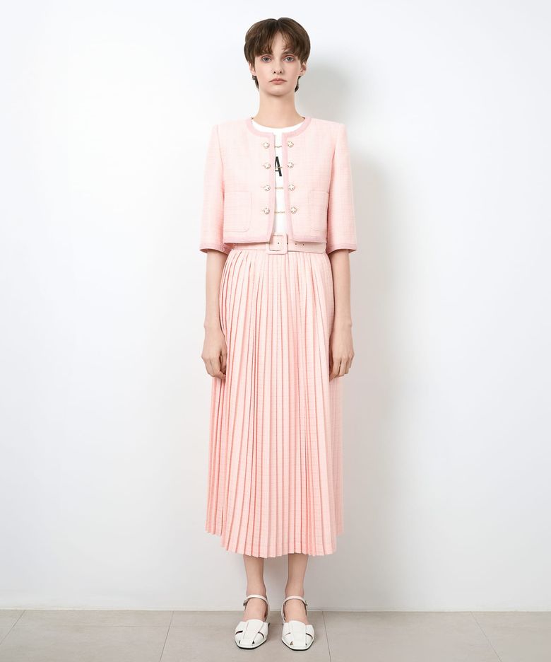 Elle Tweed Jacket + Skirt (2pcs) 2colors