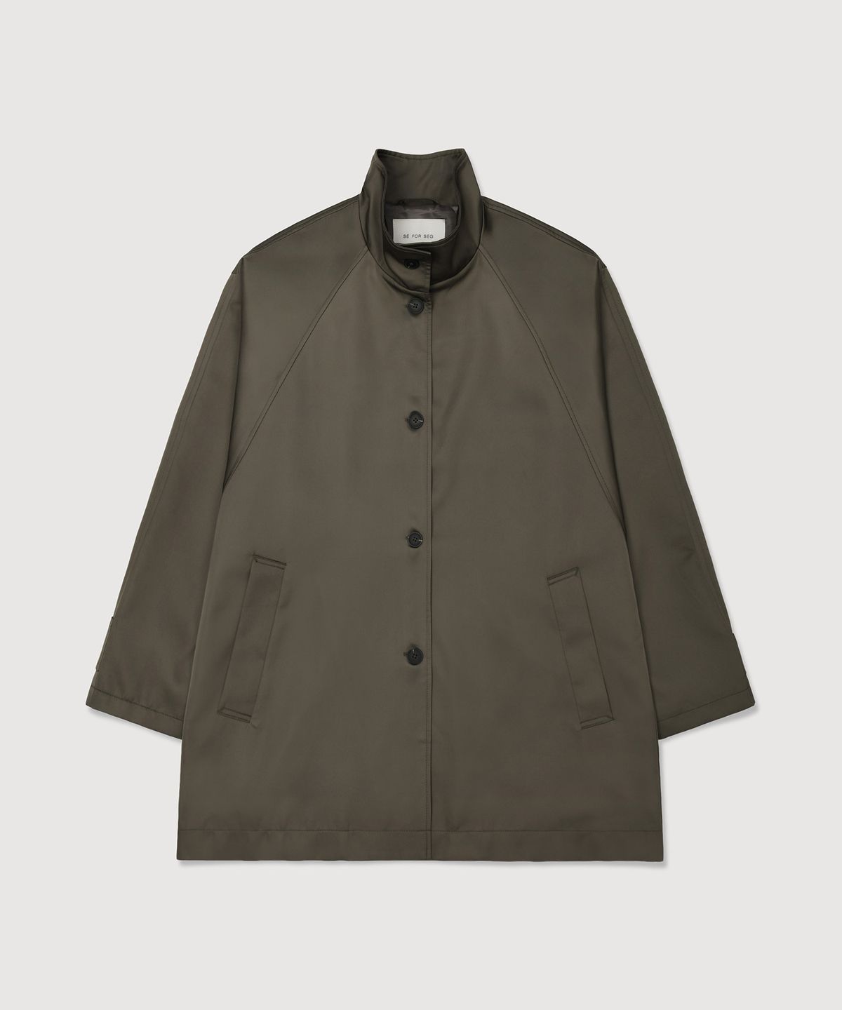세포세이(SE FOR SEG) SILK-BLEND SHEEN TRENCH COAT (MUTE BROWN)