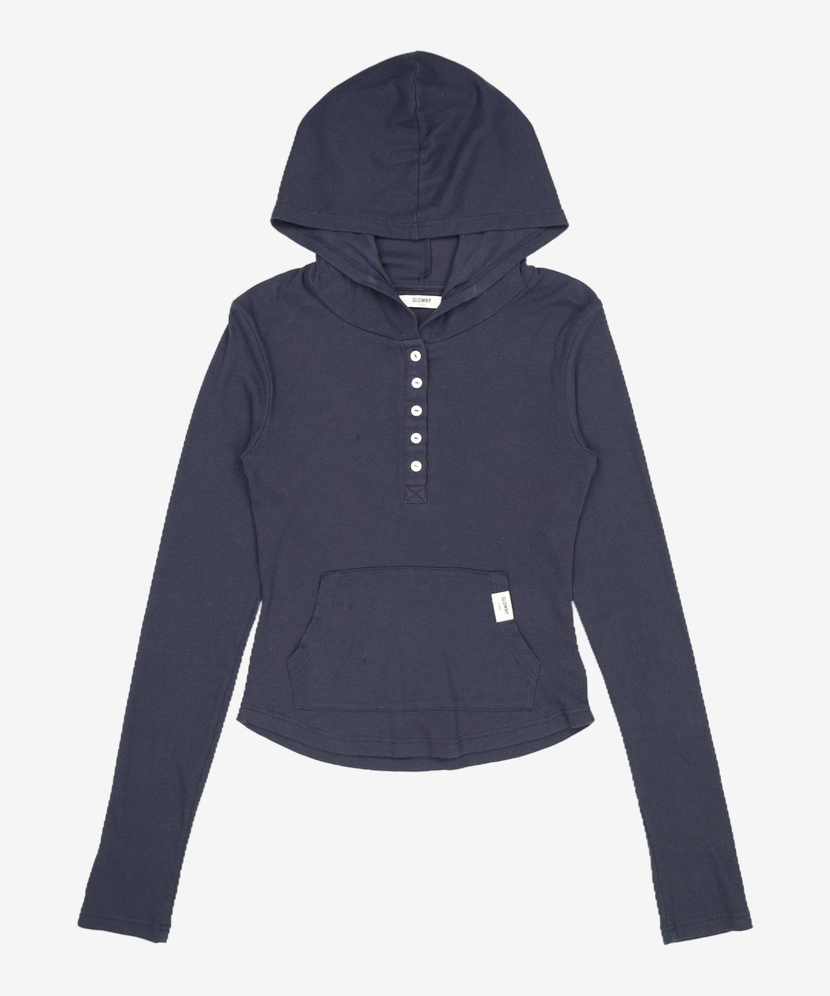 글로니(GLOWNY) G FINE BUTTON HOODIE (NAVY) L