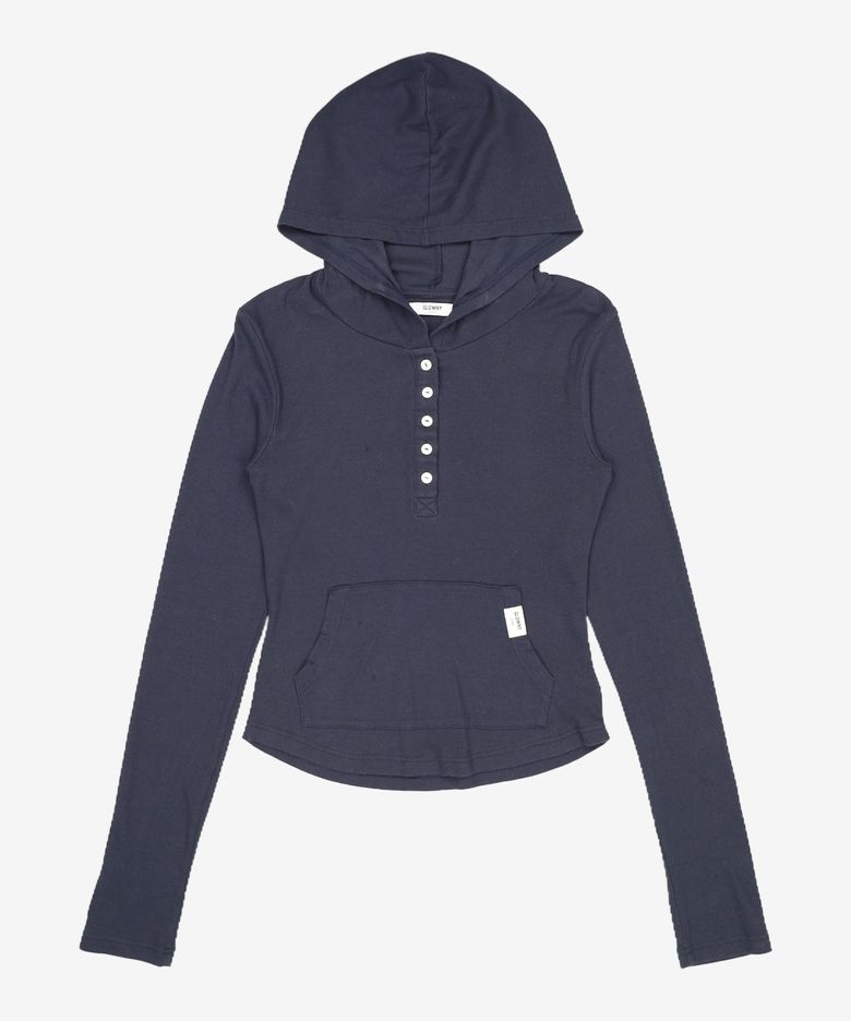 G FINE BUTTON HOODIE (NAVY) L