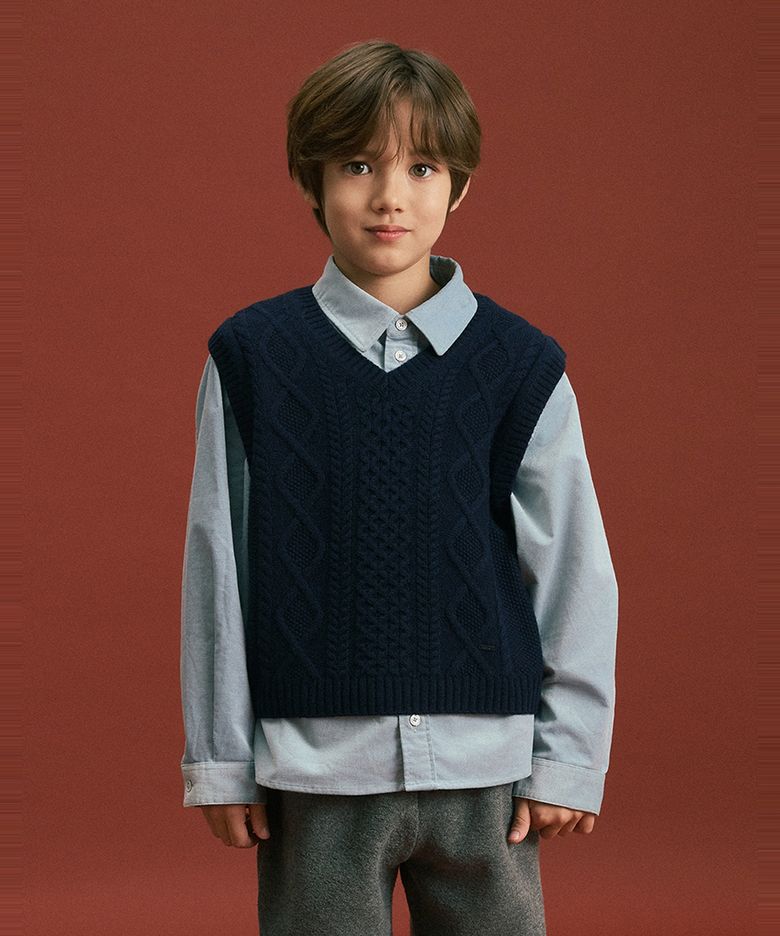 [KIDS] V넥 케이블 베스트  네이비 HBSW6FK81N2