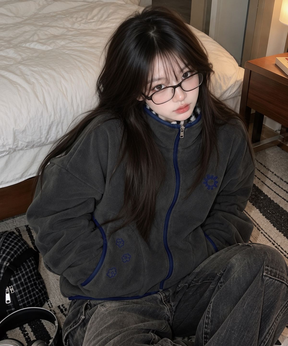 아워세이아워(OURSAYSOUR) 노르딕 리버시블 플리스 점퍼 네이비