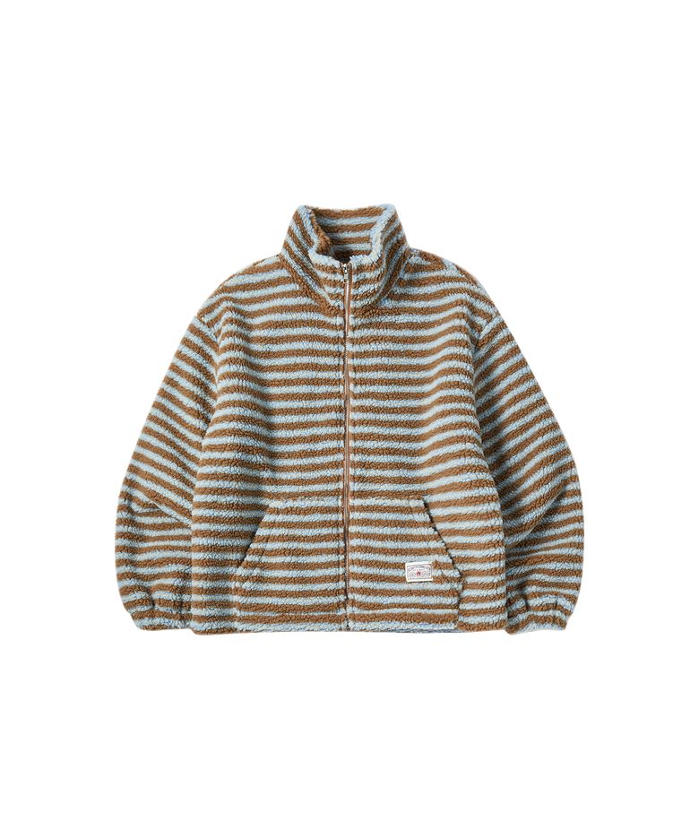 W STRIPE FLEECE JUMPER [BROWN]
