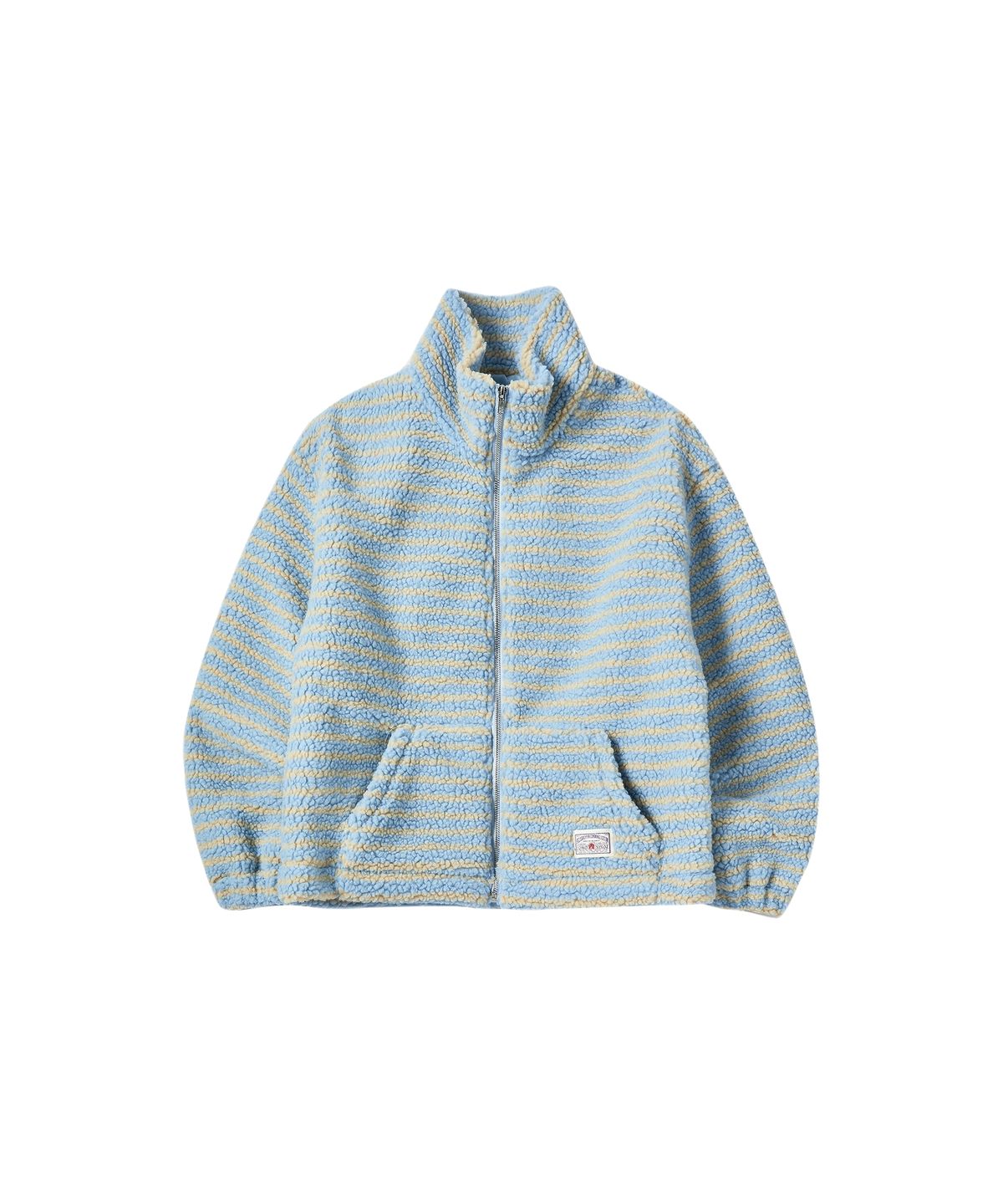 꼬모니노즈(COMONINOZ) W STRIPE FLEECE JUMPER [SKYBLUE]