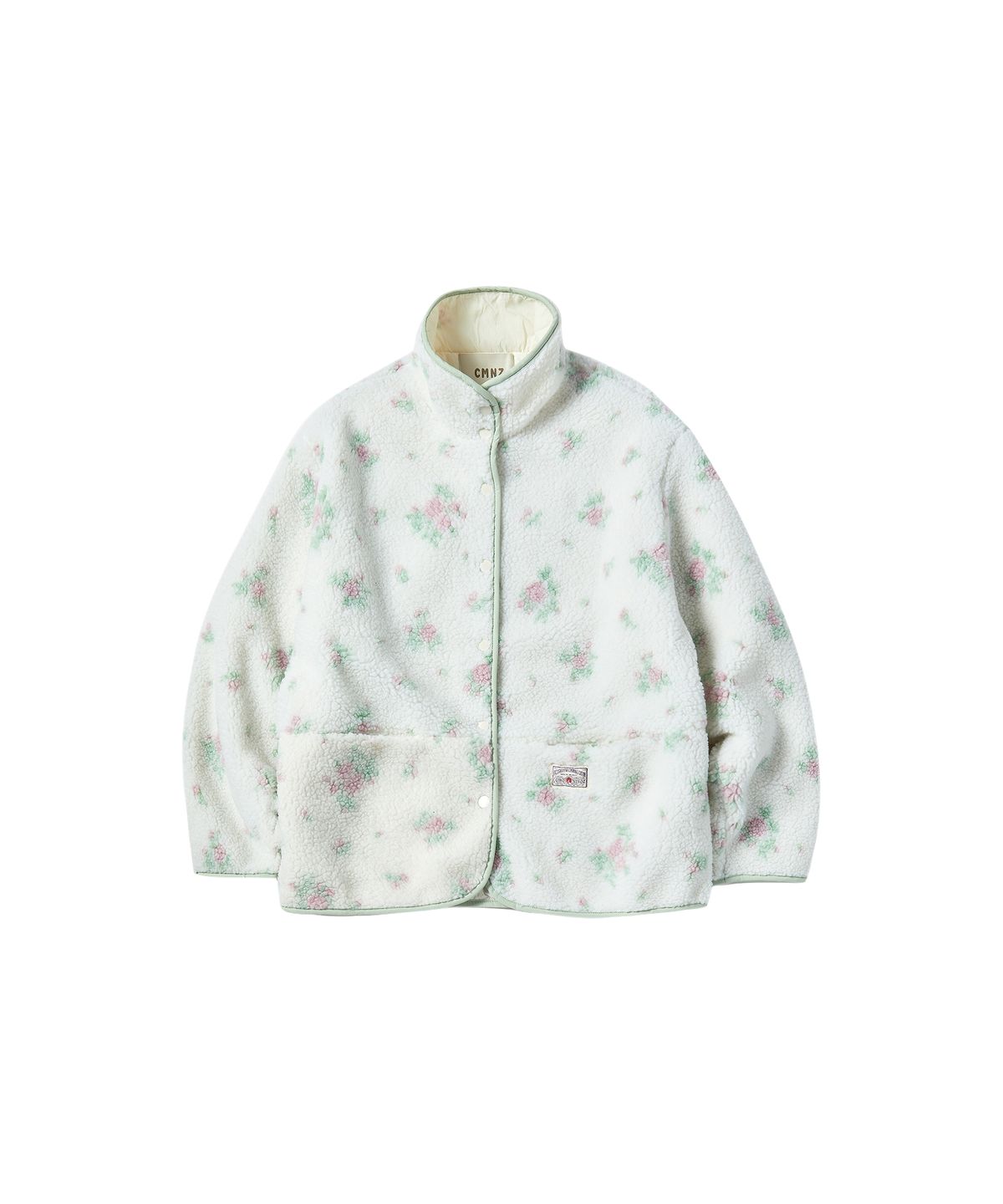 꼬모니노즈(COMONINOZ) W PASTEL FLOWER FLEECE JUMPER [PINK]