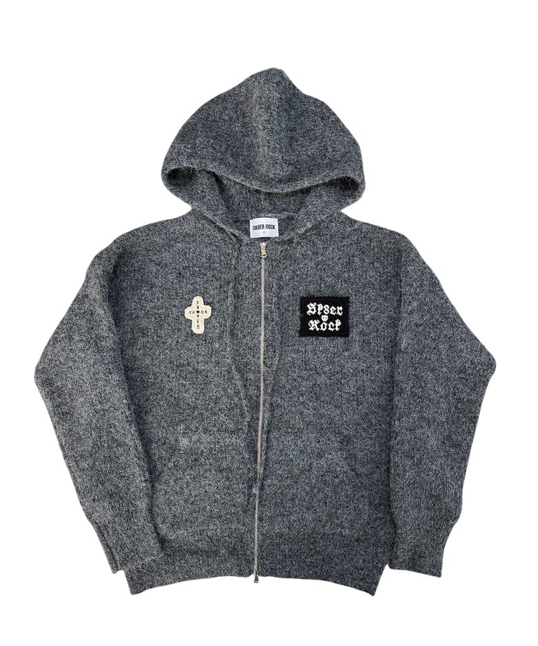 Fuzzy Patch Kint Zip Hoodie (Gray)