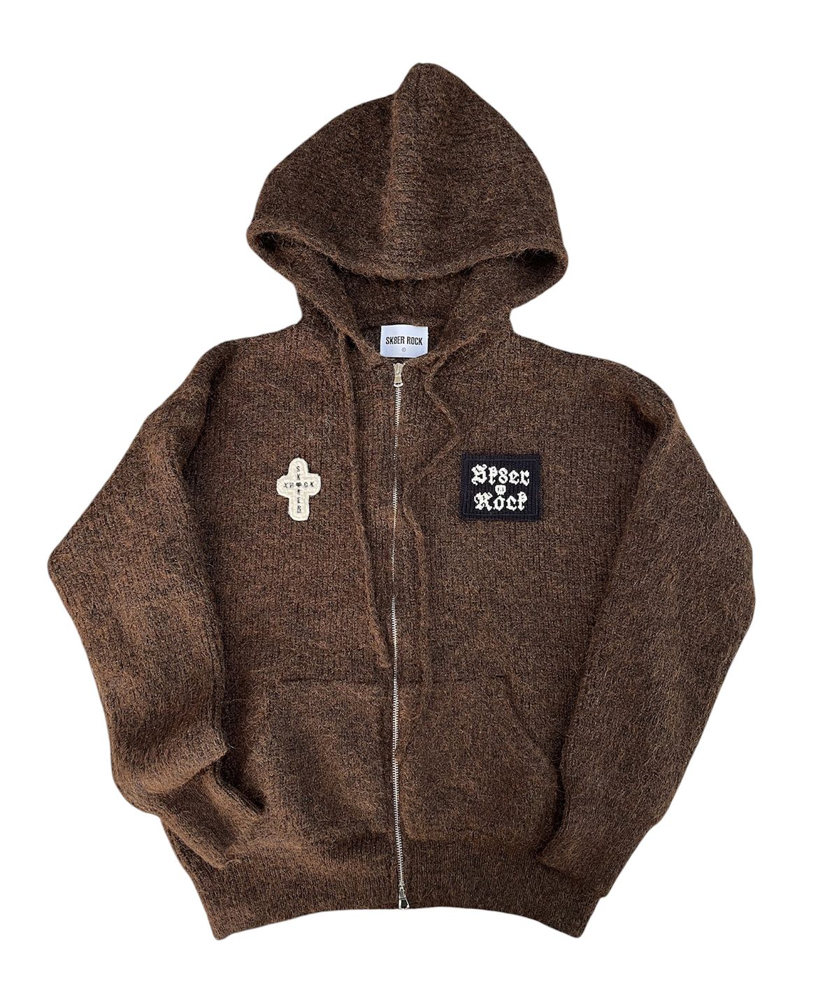 스케이터락(SK8ER ROCK) Fuzzy Patch Kint Zip Hoodie (brown)