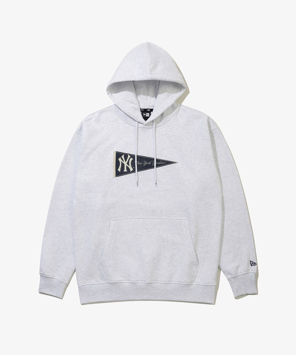 뉴에라(NEW ERA) (기모) MLB 뉴욕 양키스 팀 플래그 후드 헤더 그레이 15357977