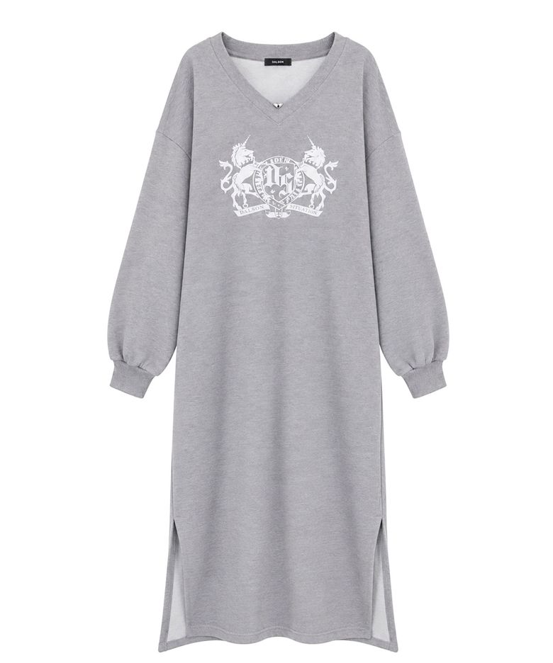 Back Slit V-Neck Dress [ gr ]